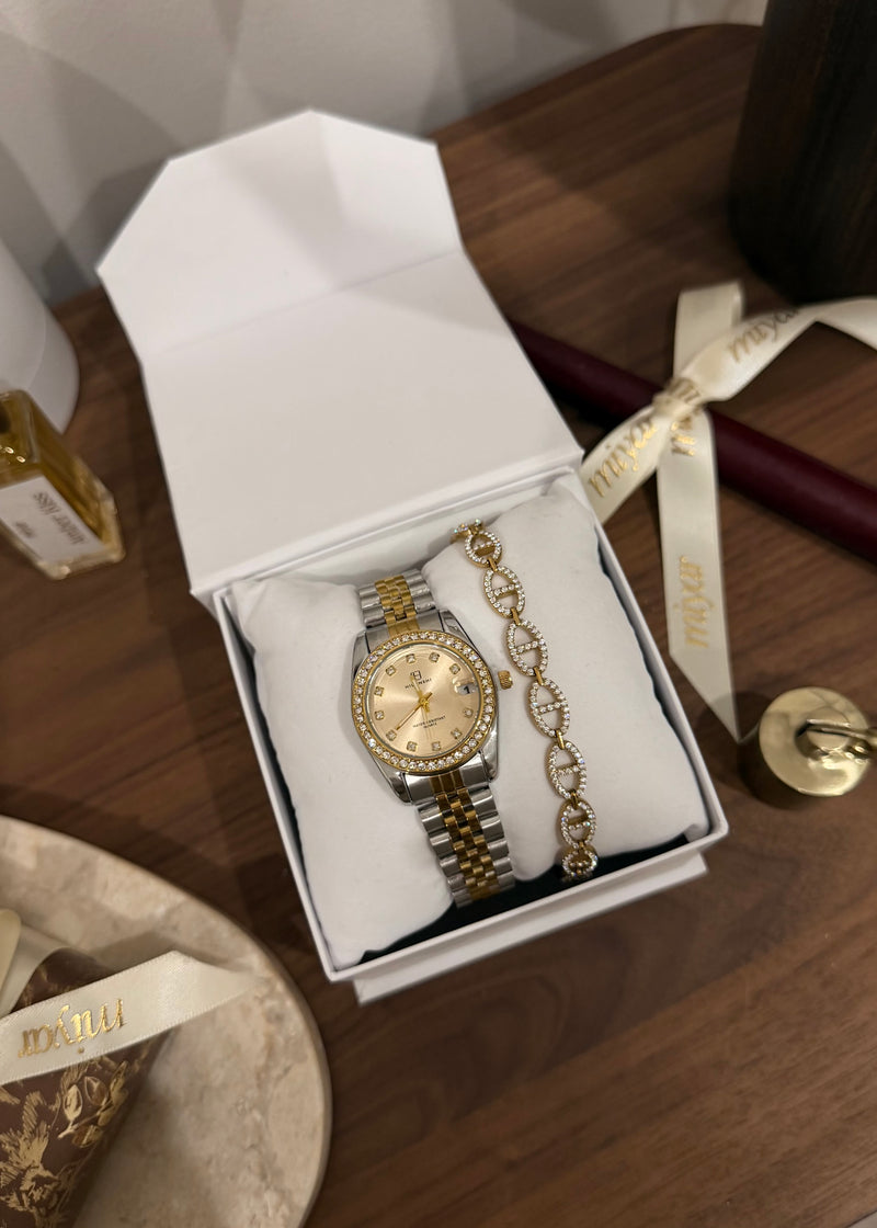 COFFRET MONTRE CLASSY + BRACELET DILARA DORÉ