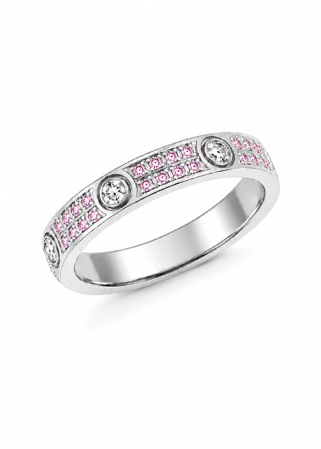 BAGUE DYNASTIE SILVER PINK